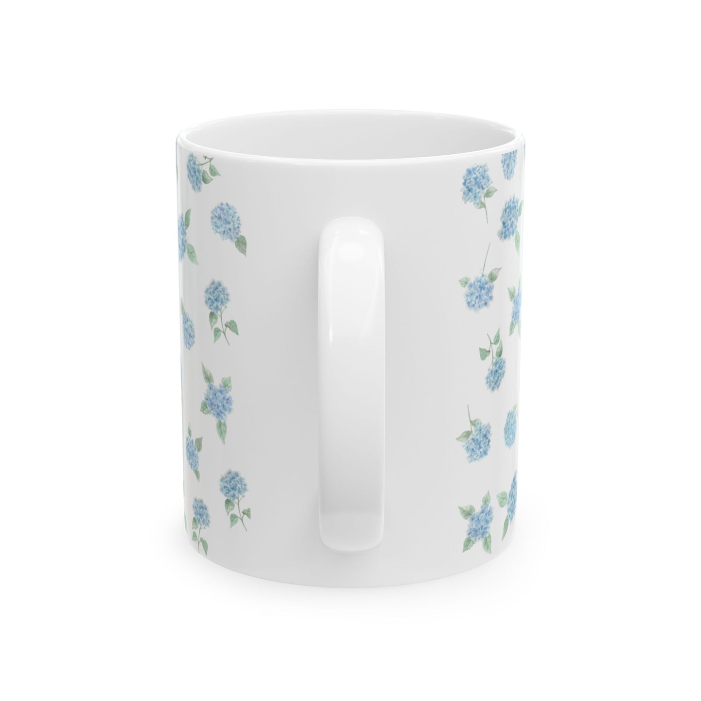 Floral Ceramic Mug - Beautiful Blue Hydrangeas, Perfect Gift for Garden Lovers