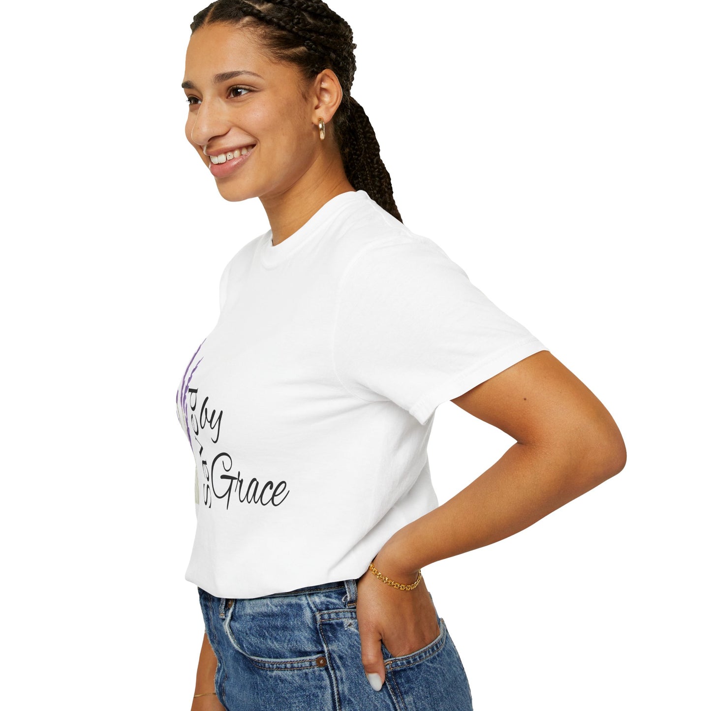 Save by Grace Unisex Garment-Dyed T-Shirt - Lavender Floral Design