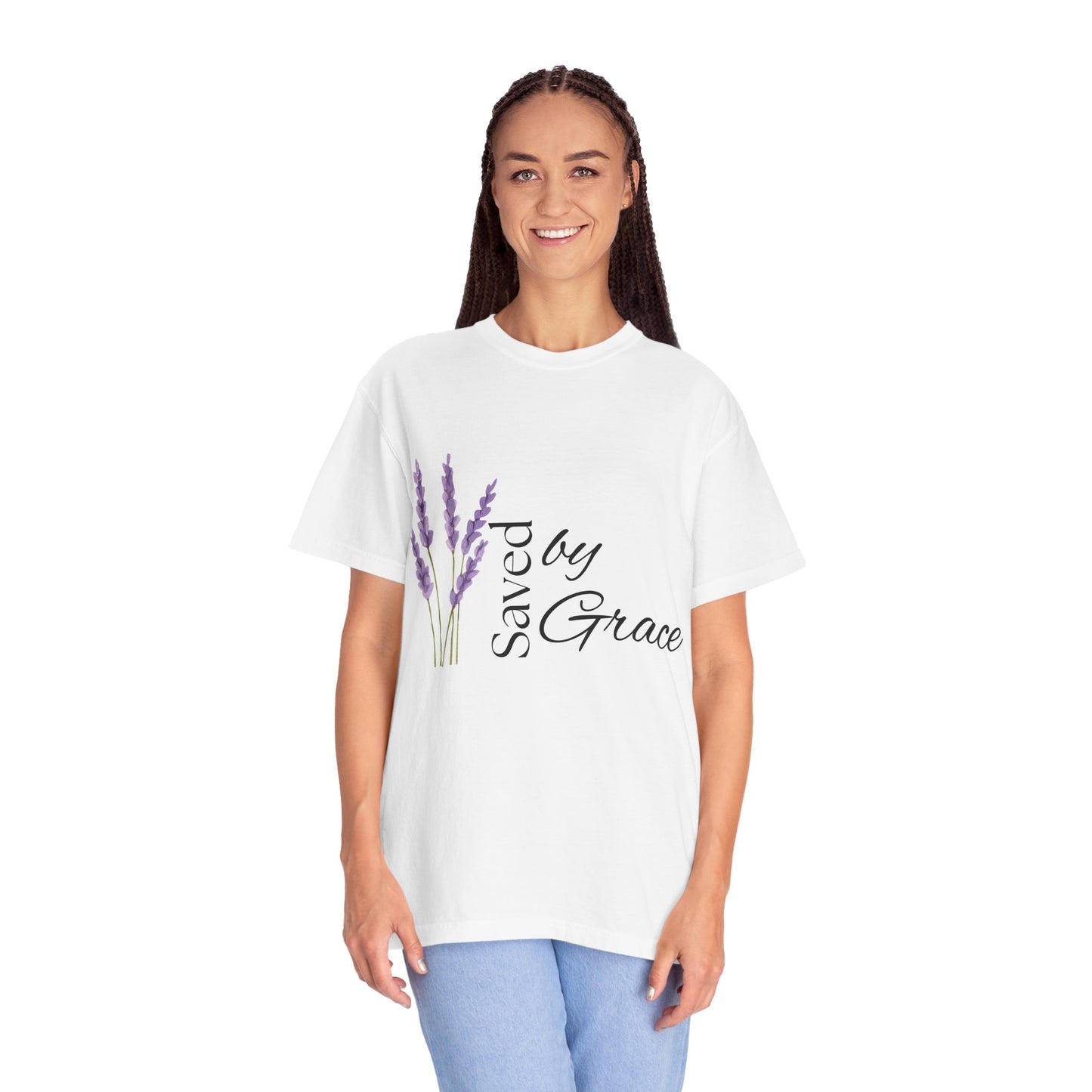 Save by Grace Unisex Garment-Dyed T-Shirt - Lavender Floral Design