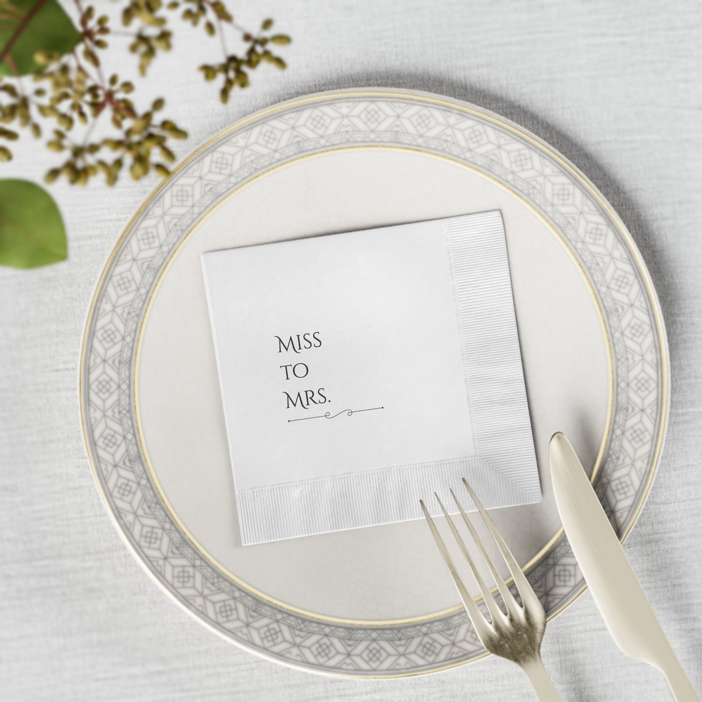 Elegant Bridal Party Napkins - 'Miss to Mrs.' Design