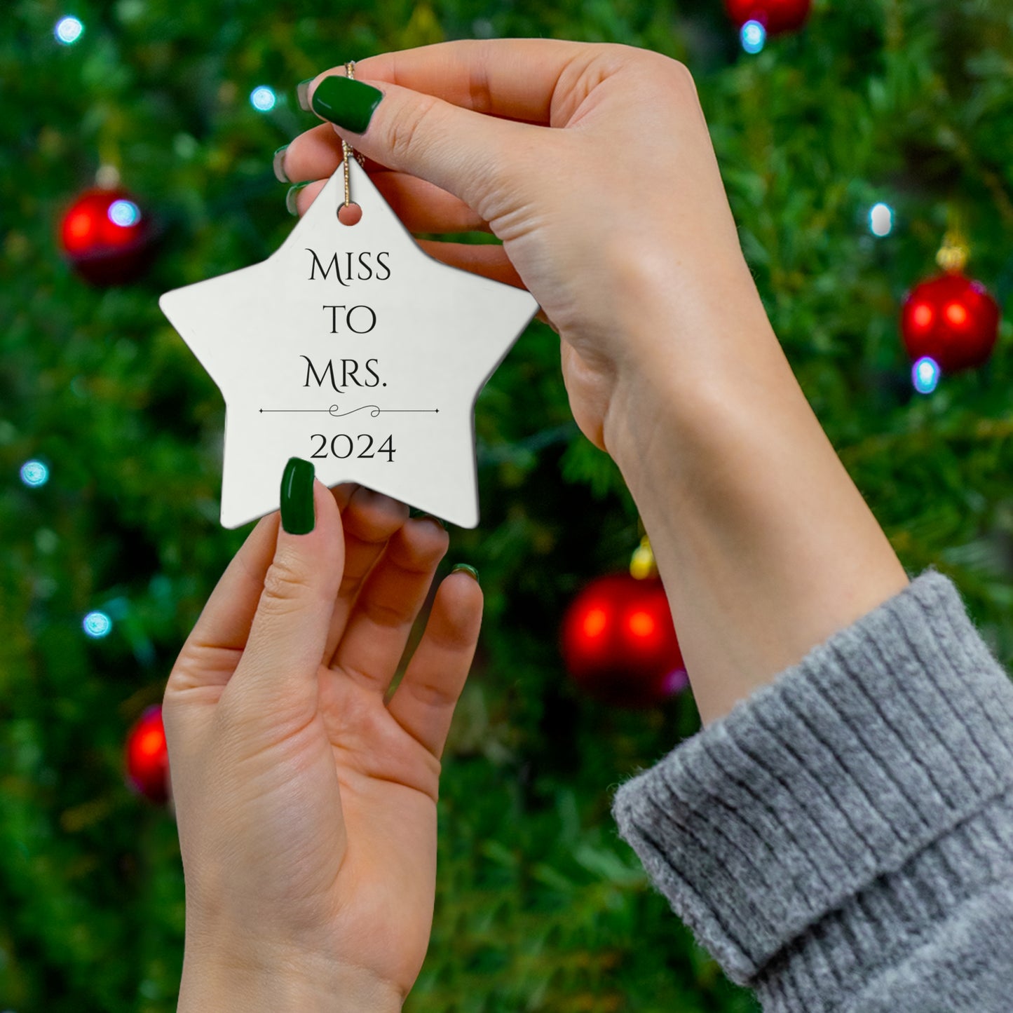 Star-Shaped Wedding Keepsake Ornament - "Miss to Mrs. 2024"