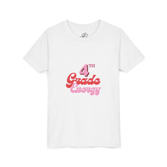 4th Grade Energy Youth Tee — Cute Pink Retro School Shirt
