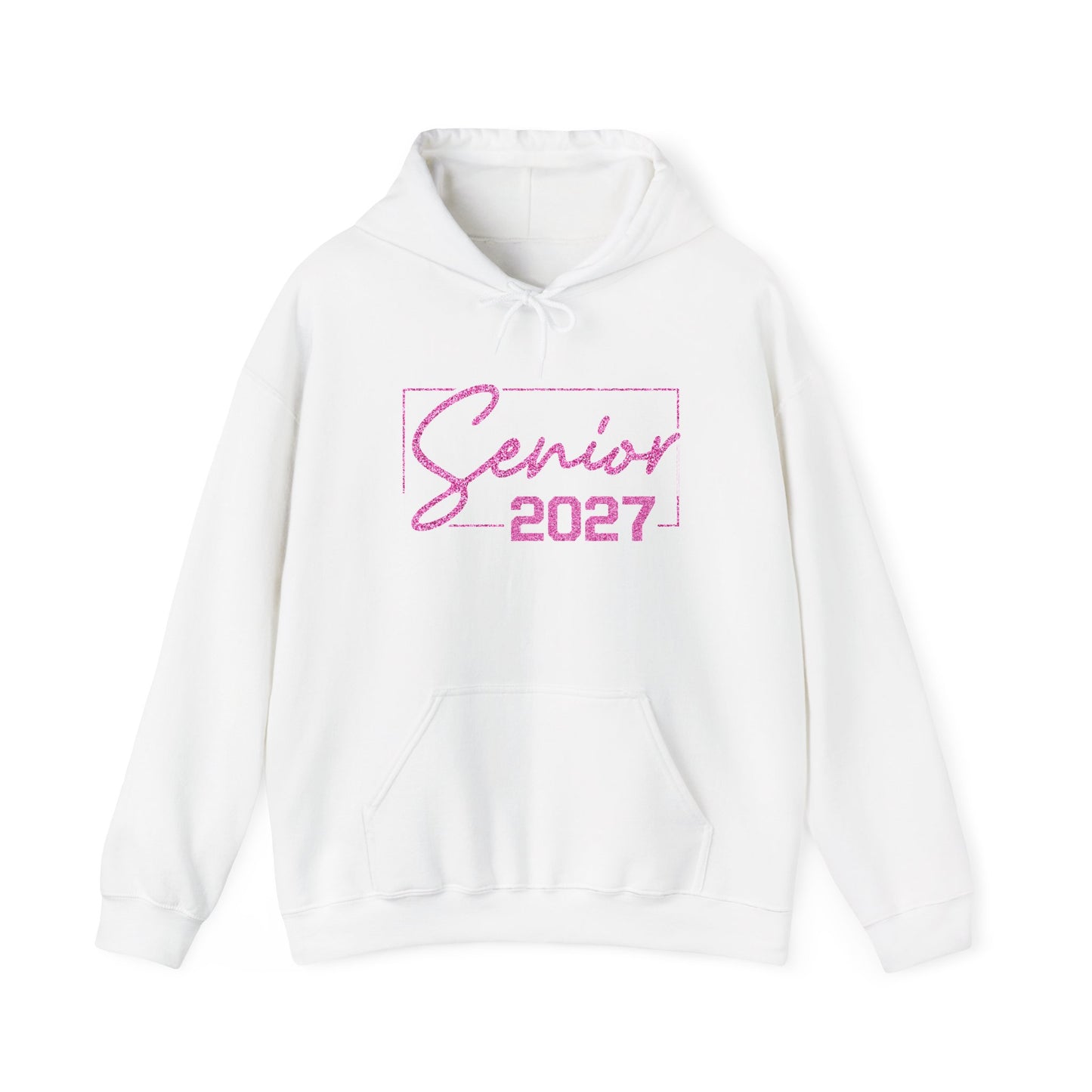 Class of 2027 Senior Hoodie with Pink Glitter Letters Heavy Blend™ Hooded Sweatshirt