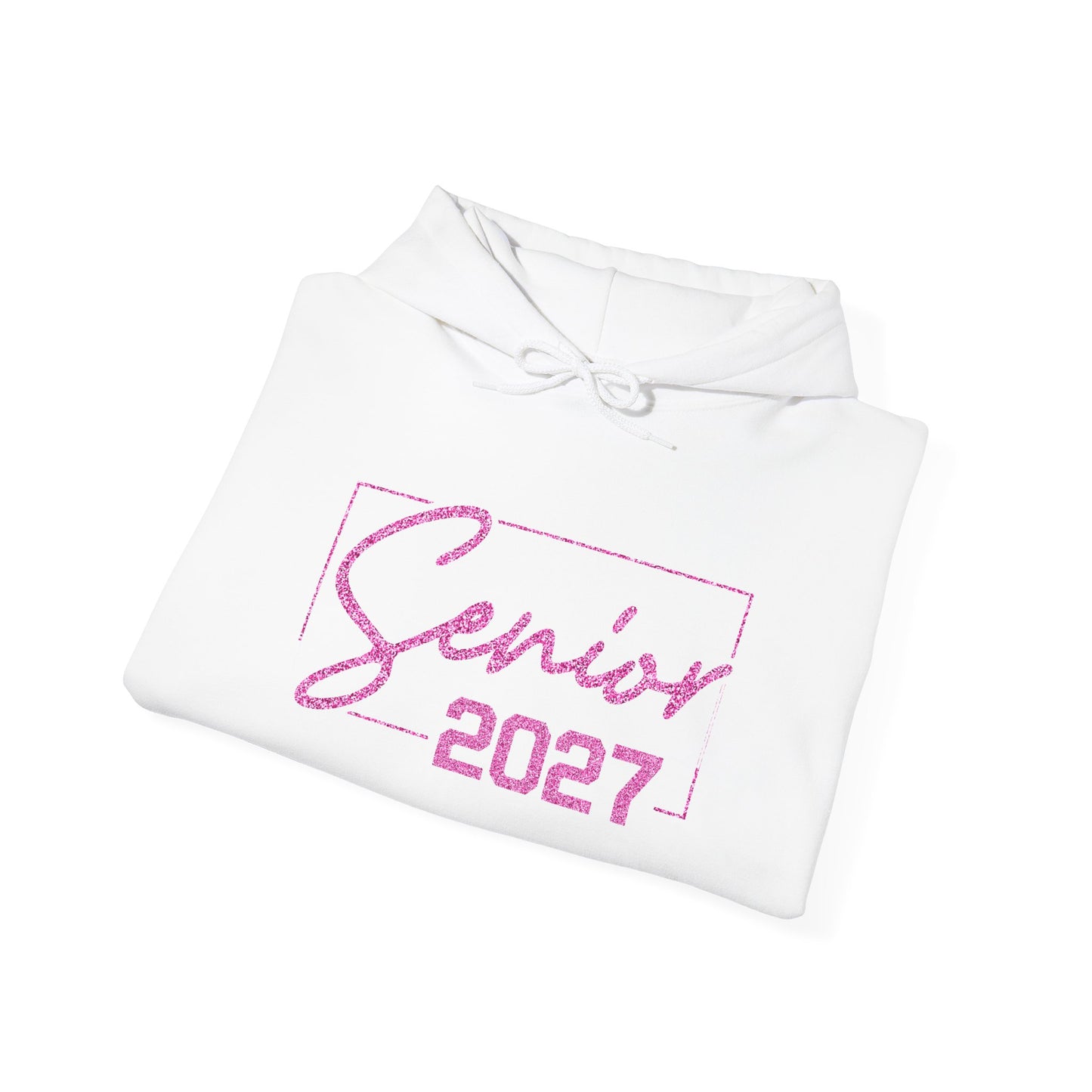 Class of 2027 Senior Hoodie with Pink Glitter Letters Heavy Blend™ Hooded Sweatshirt
