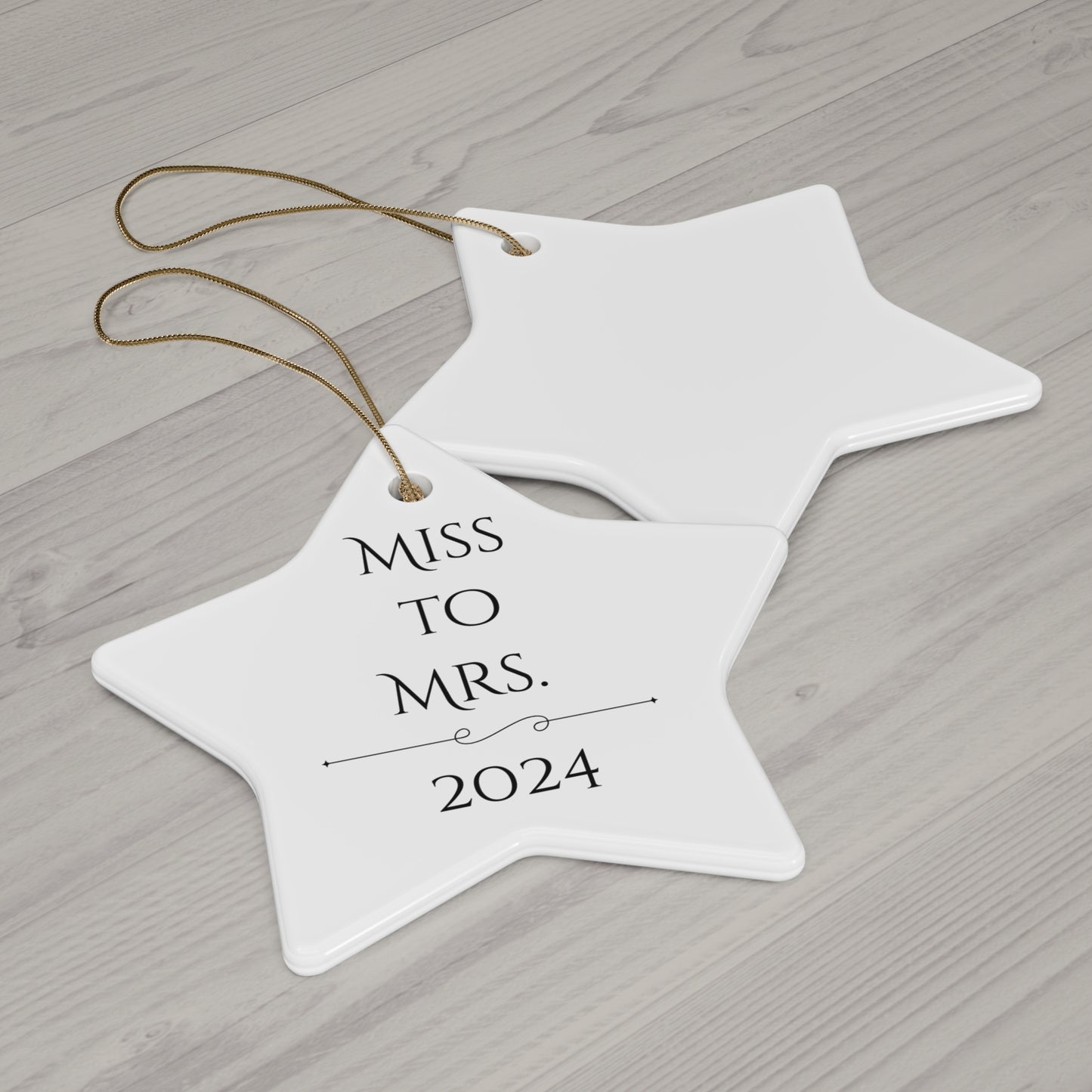 Star-Shaped Wedding Keepsake Ornament - "Miss to Mrs. 2024"